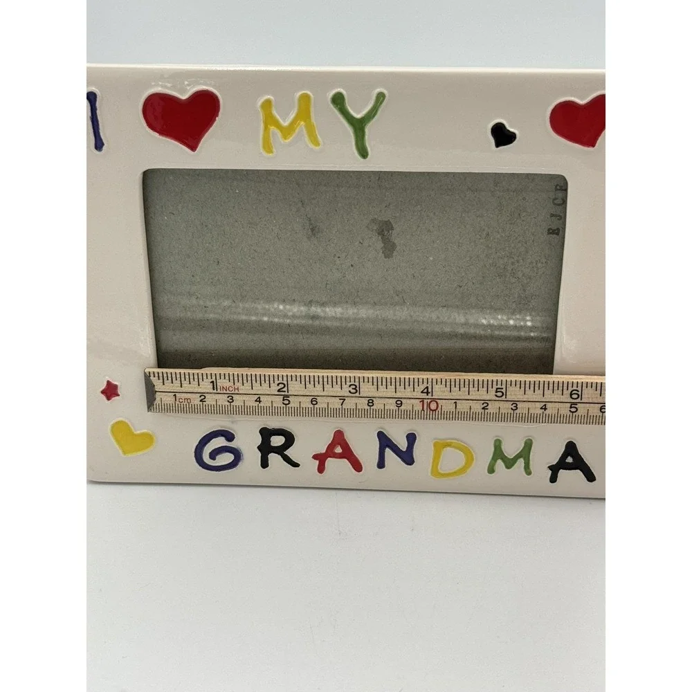 I Love My Grandma Ceramic Photo Frame 4x6 White Multicolor Family Theme